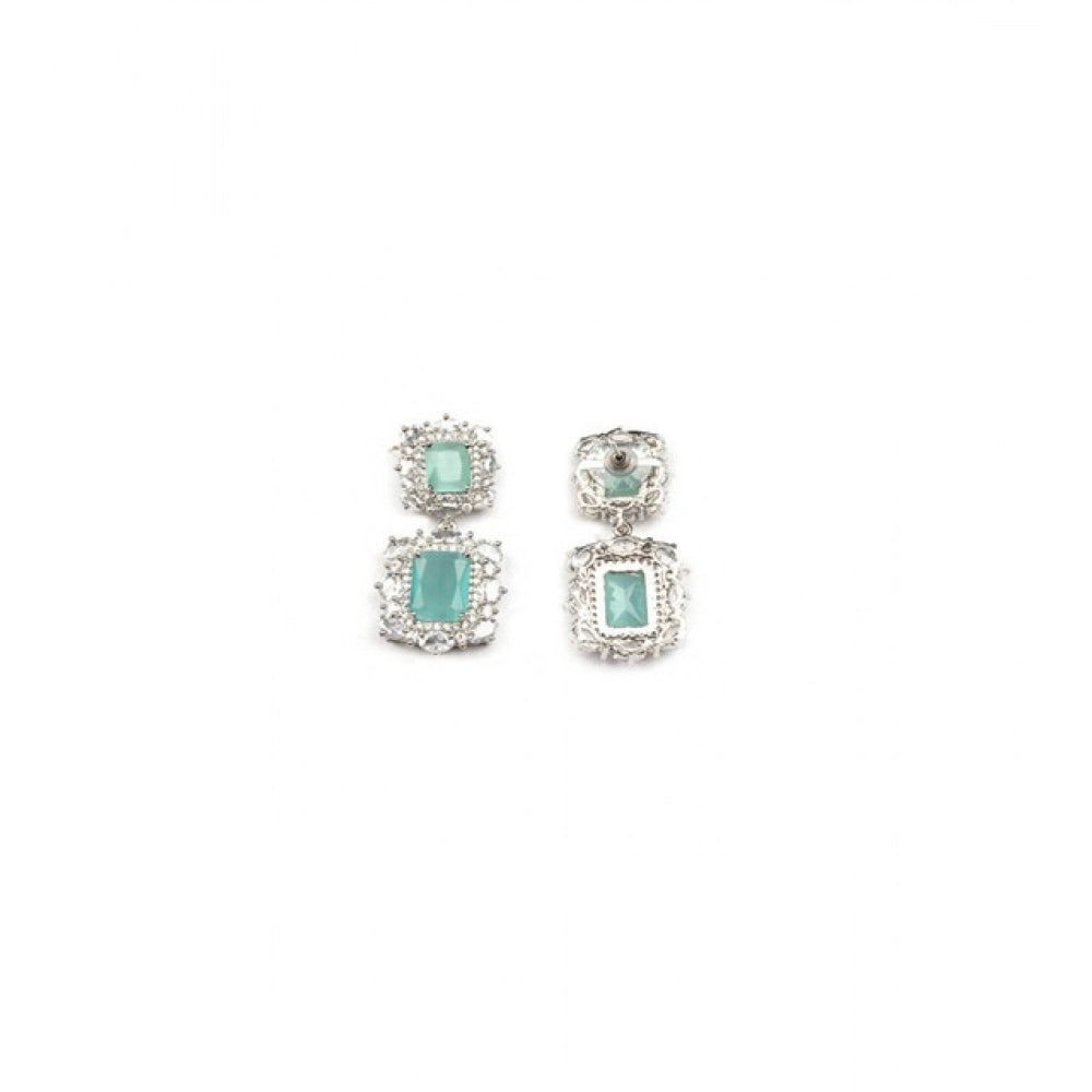 Amfyn Women's Brass Silver Plated Pendant Set (Mint)