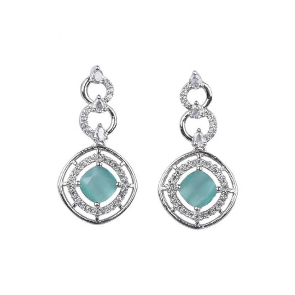 Amfyn Women's Brass Silver Plated Necklace set (Turquoise)