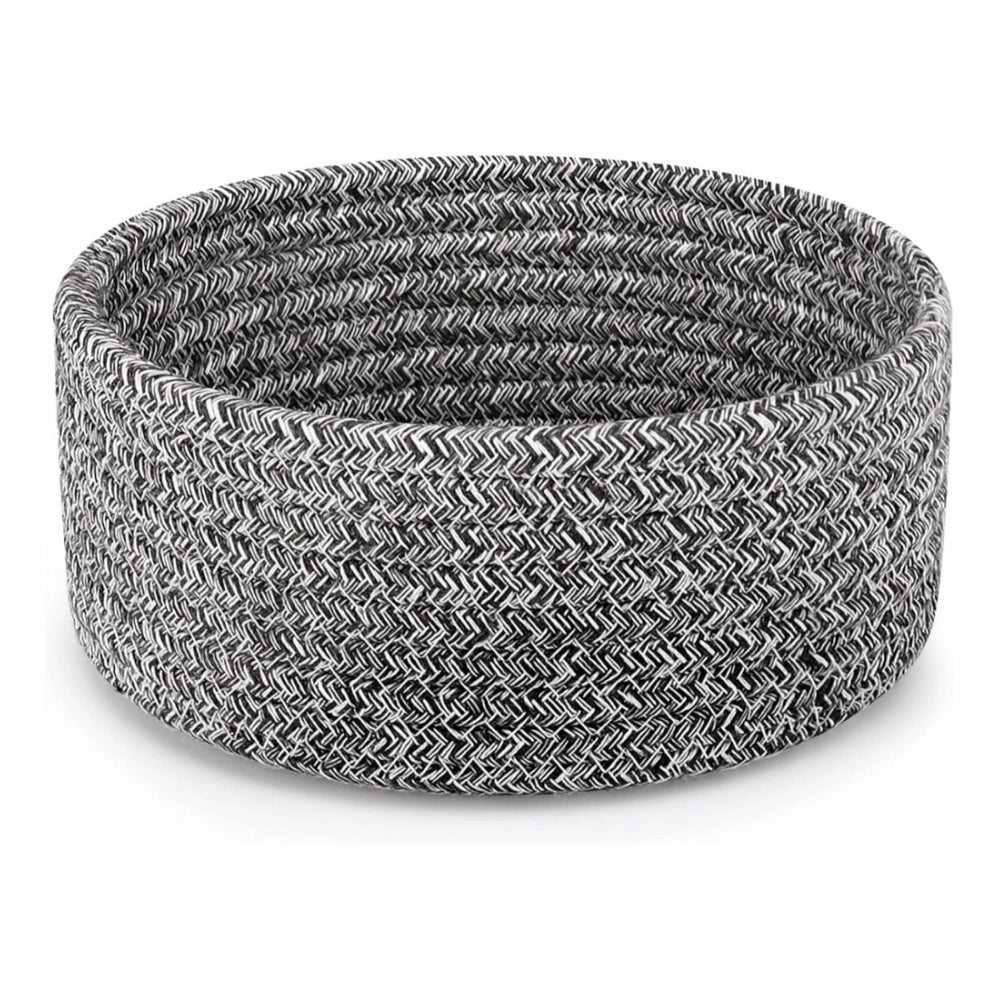 Amfyn Cotton 8x3 Inch Kidi Round 1 Pcs Bedside Organizer With Out Lid (Black)