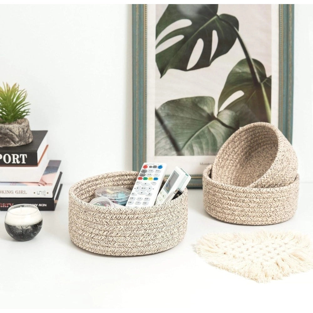 Amfyn Cotton 8x3 Inch Kidi Round 3 Set Bedside Organizer With Out Lid (Kidi)