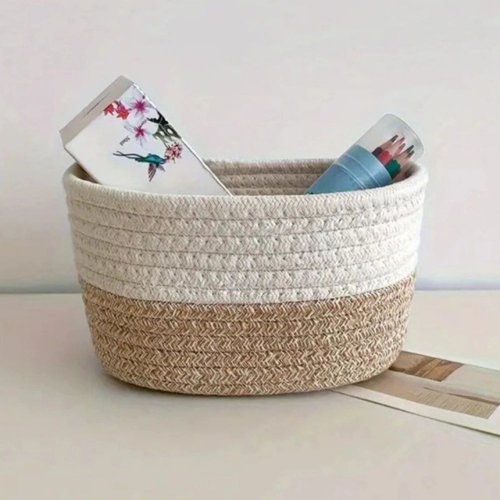 Amfyn Cotton Pack Of_1 Bathroom Storage Basket For Clothes (White)
