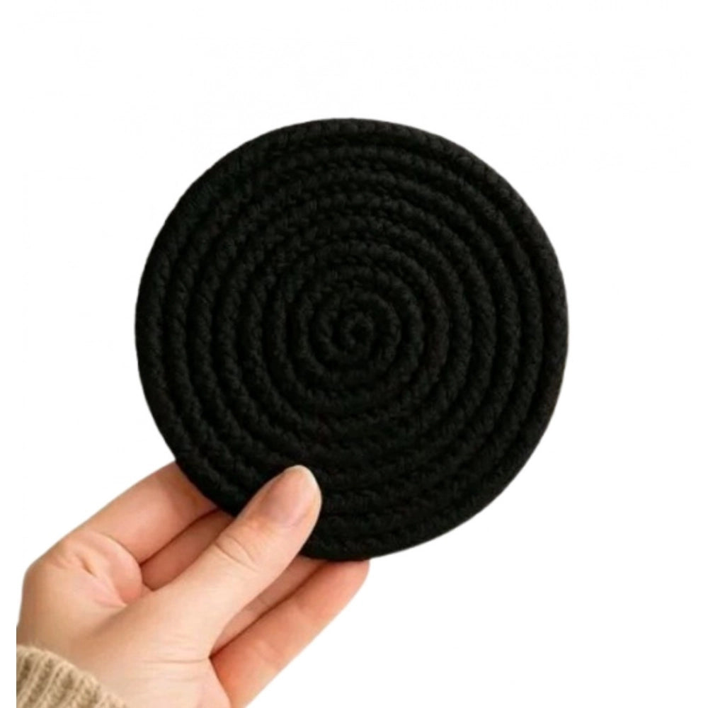 Amfyn Cotton Rope Drink Coasters 6 Pcs Set (Black)