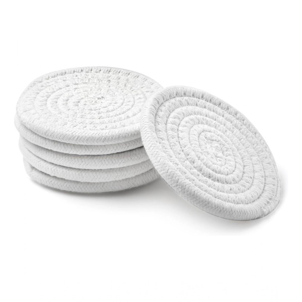 Amfyn Cotton Rope Drink Coasters 6 Pcs Set (White)