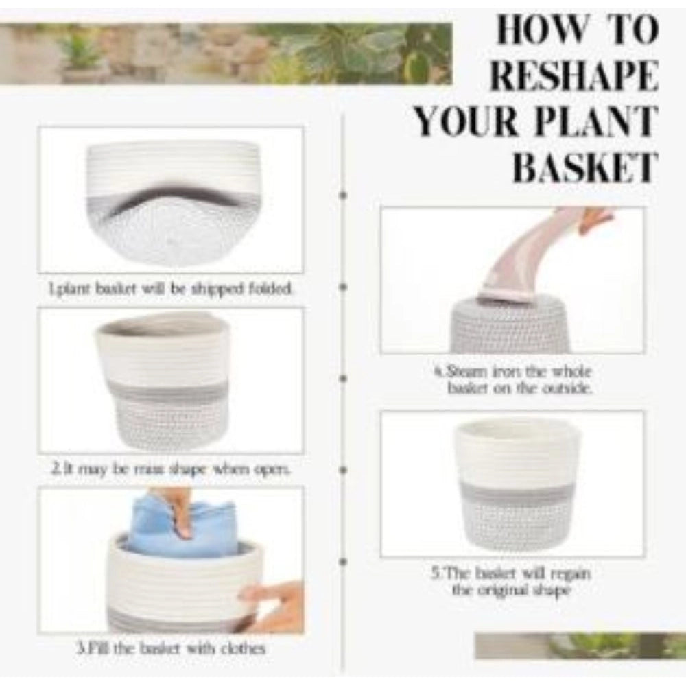 Amfyn Cotton Flower Pot With Out Lid (Gray-White)