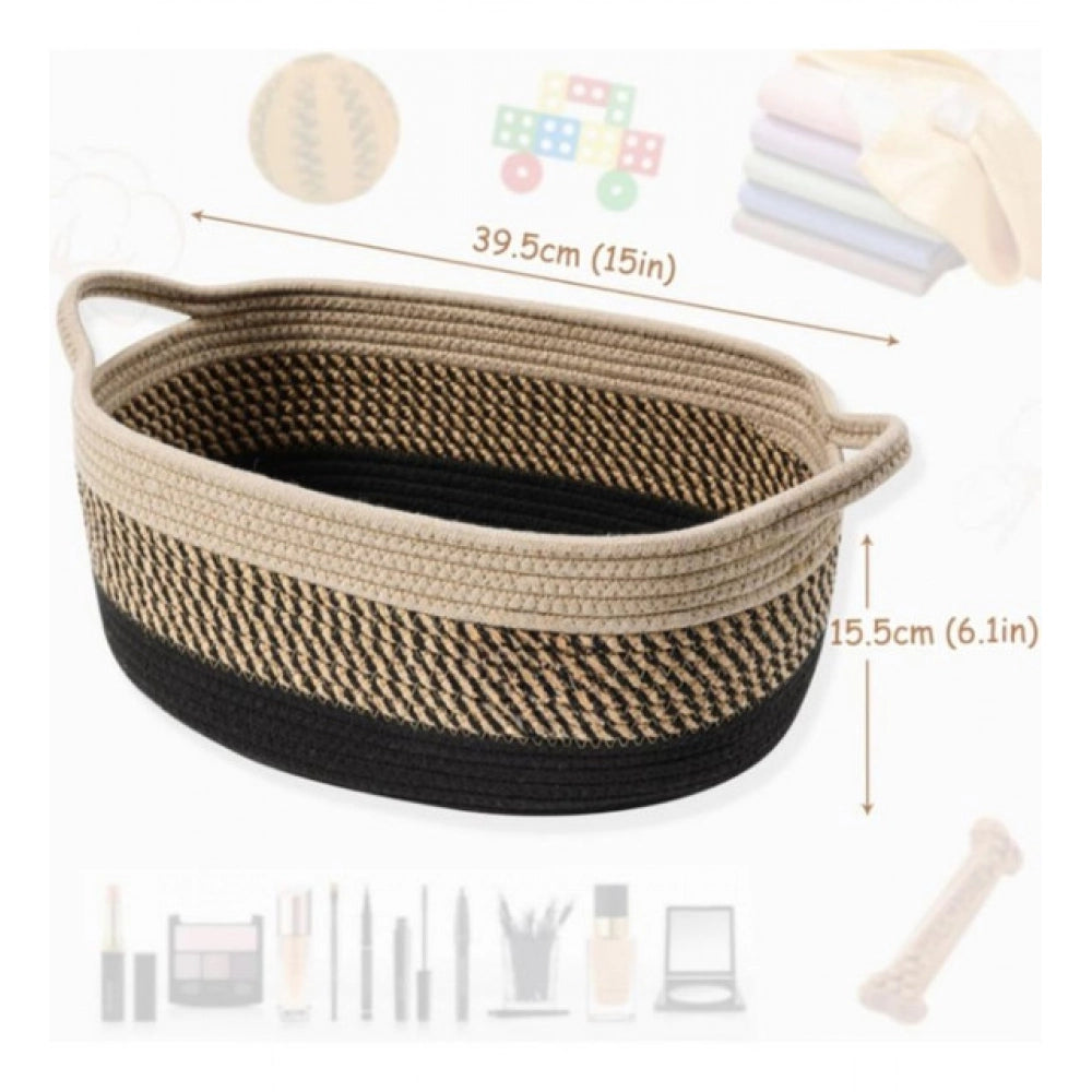 Amfyn Cotton Pack Of_1 Baby Basket 15x6 Inch Storage Basket For Clothes (Brown)