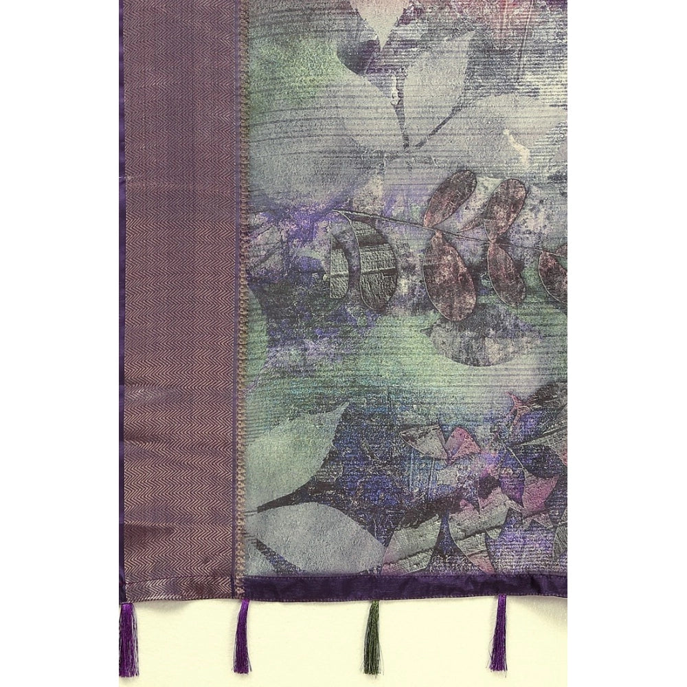 Amfyn Women's Cotton Silk Printed Saree With Unstitched Blouse 5.5Mtr (Multicolor)