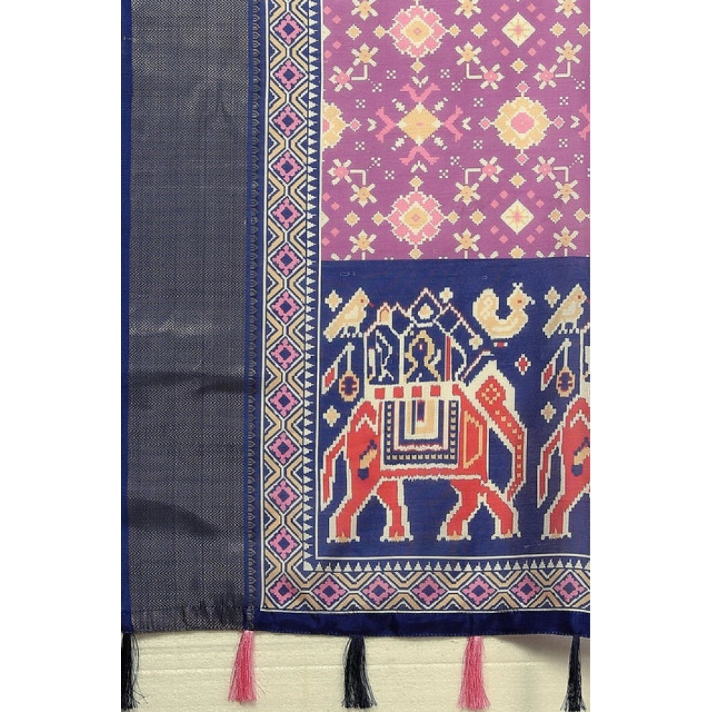 Amfyn Women's Cotton Silk Printed Saree With Unstitched Blouse 5.5Mtr (Wine)