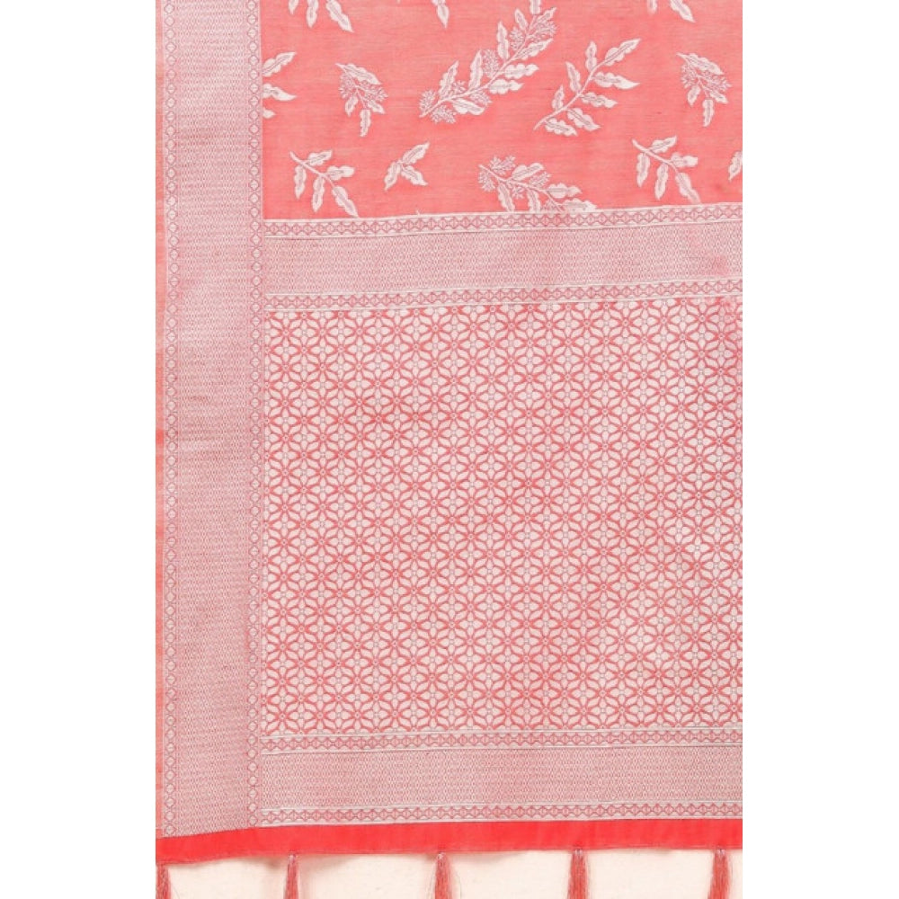 Amfyn Women's Art Silk Jacquard Printed Saree With Unstitched Blouse 5.5Mtr (Peach)