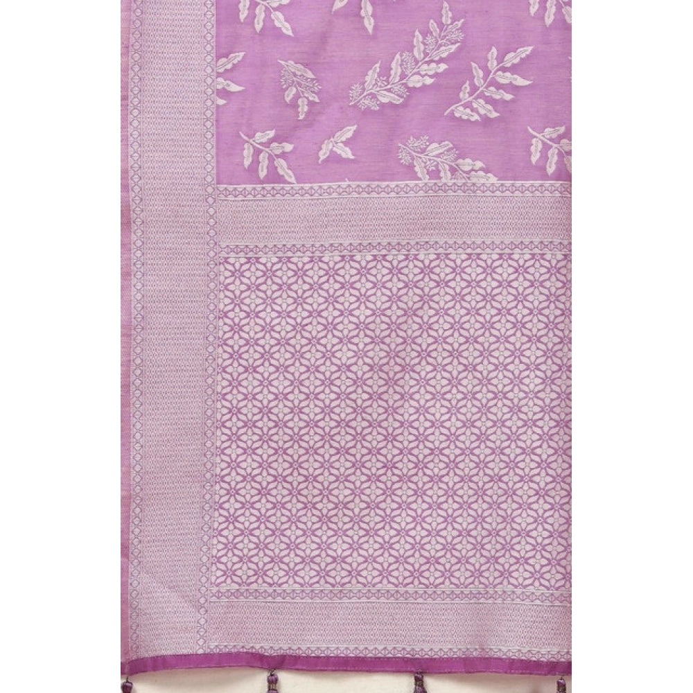 Amfyn Women's Art Silk Jacquard Printed Saree With Unstitched Blouse 5.5Mtr (Purple)
