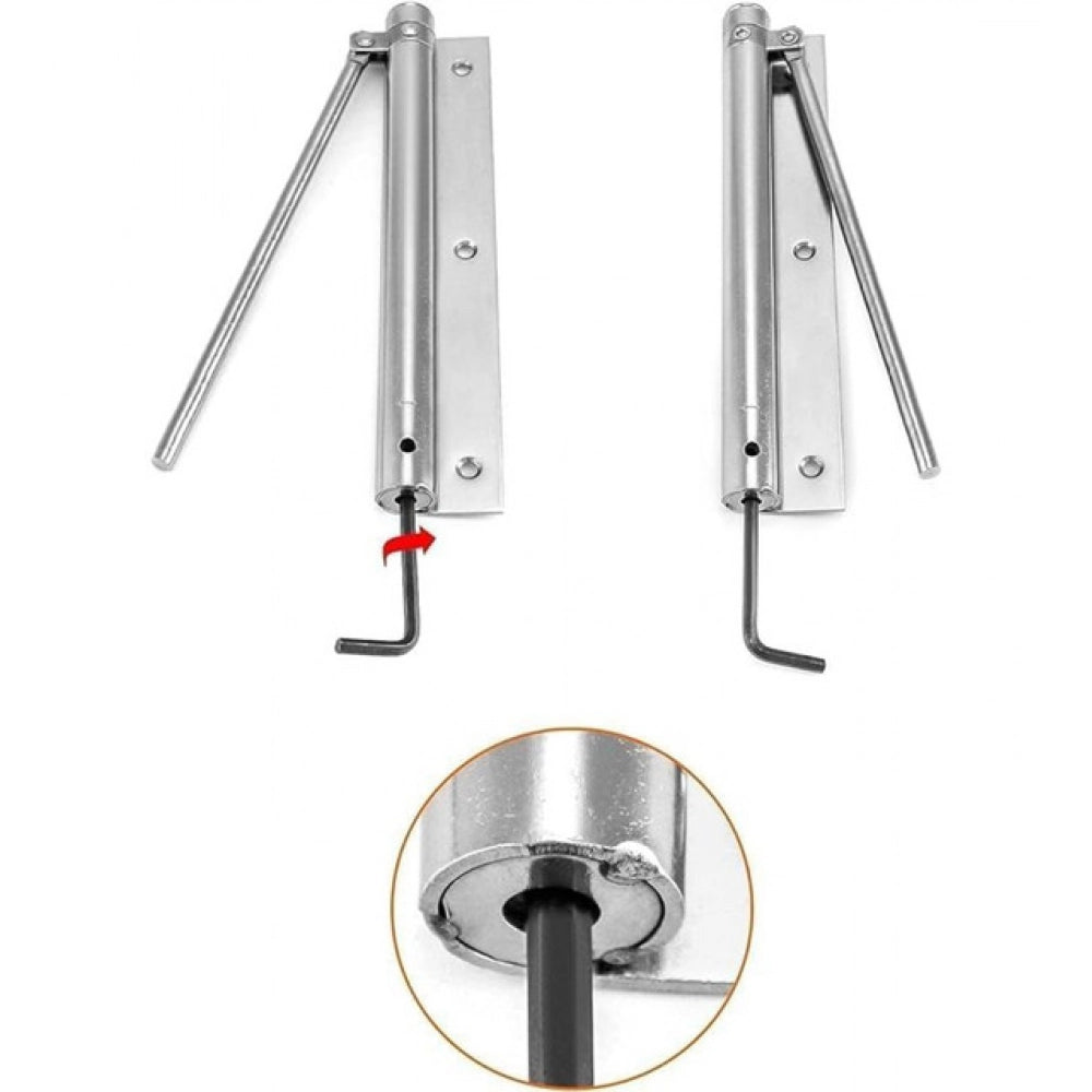 Amfyn Pack of 2 Automatic Door Closer Hinge Lock (Silver)