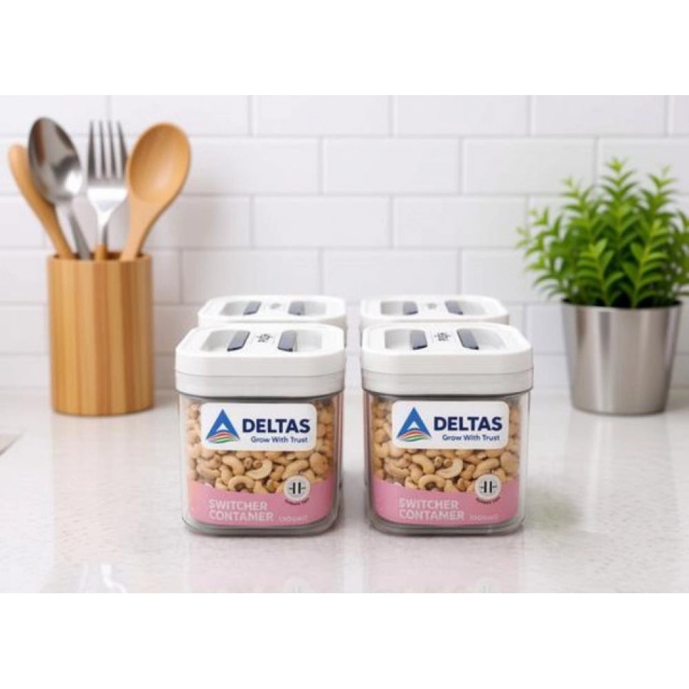 Amfyn Pack of 4 Switchers Airtight Storage Container Set 500 ML (White)