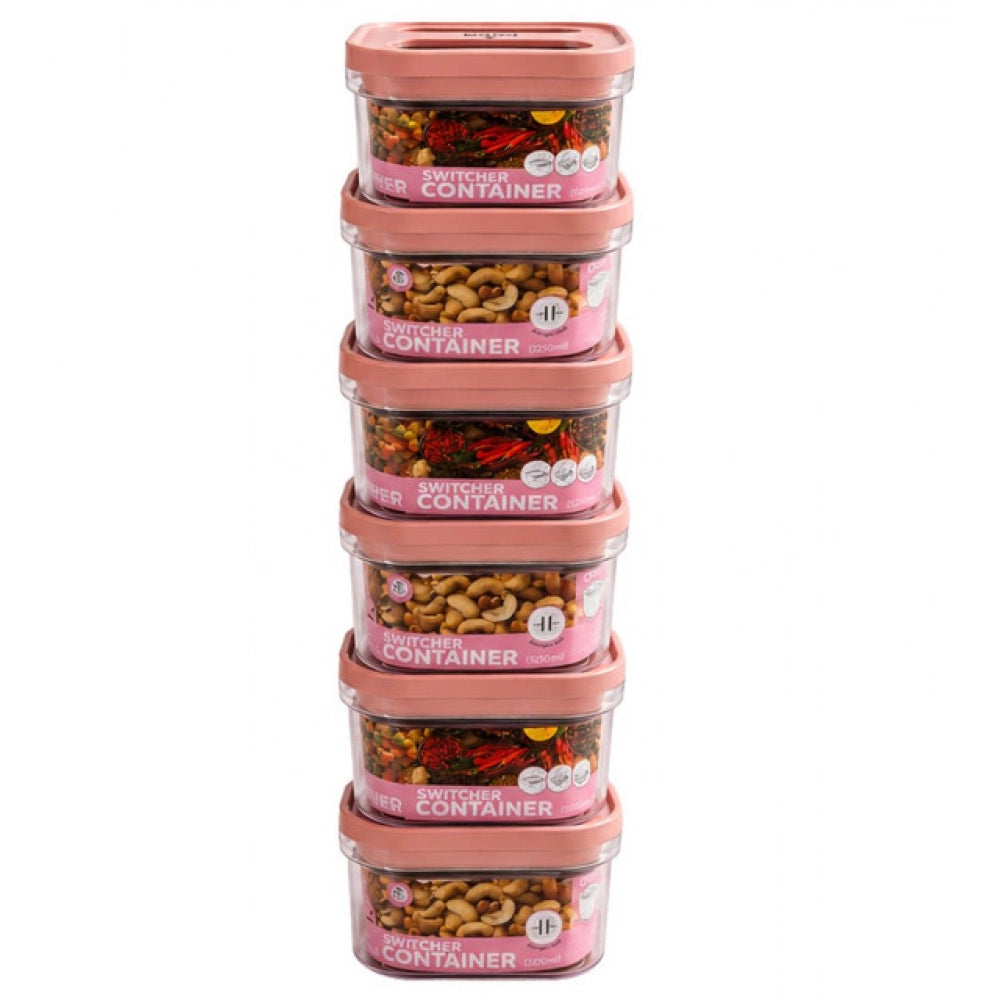 Amfyn Pack of 6 Switchers Airtight Storage Container Set 1250 ML (Pink)