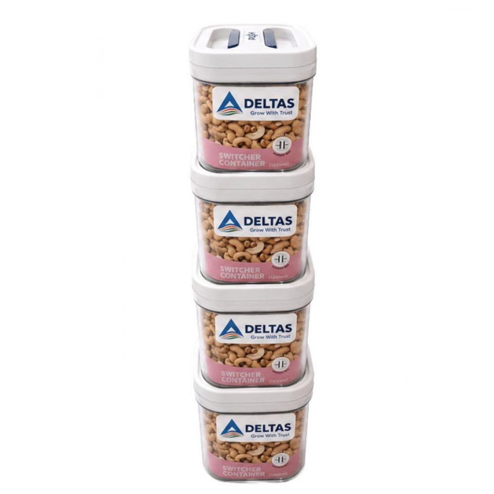 Amfyn Pack of 4 Switchers Airtight Storage Container Set 1250 ML (White)