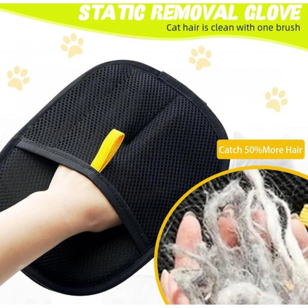 Amfyn Pack of 2 Cat Dog Hair Remover Gloves (Black)