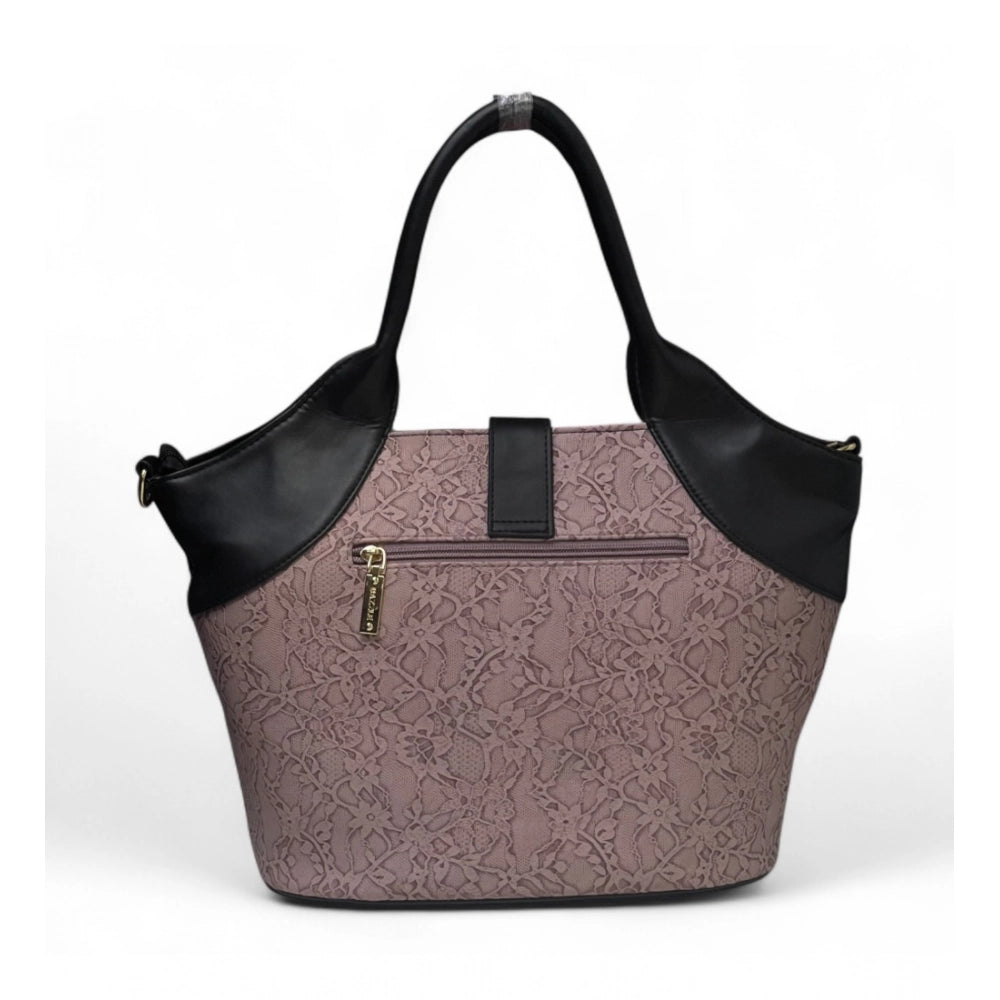 Generic Women's Polyurethane Textured Two-Tone Tote Handbag with Adjustable & Removable Strap (Purple)