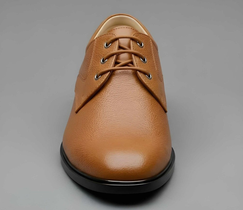 Generic Men's Synthetic Leather Solid Lace-Up Formal Shoes (Tan)