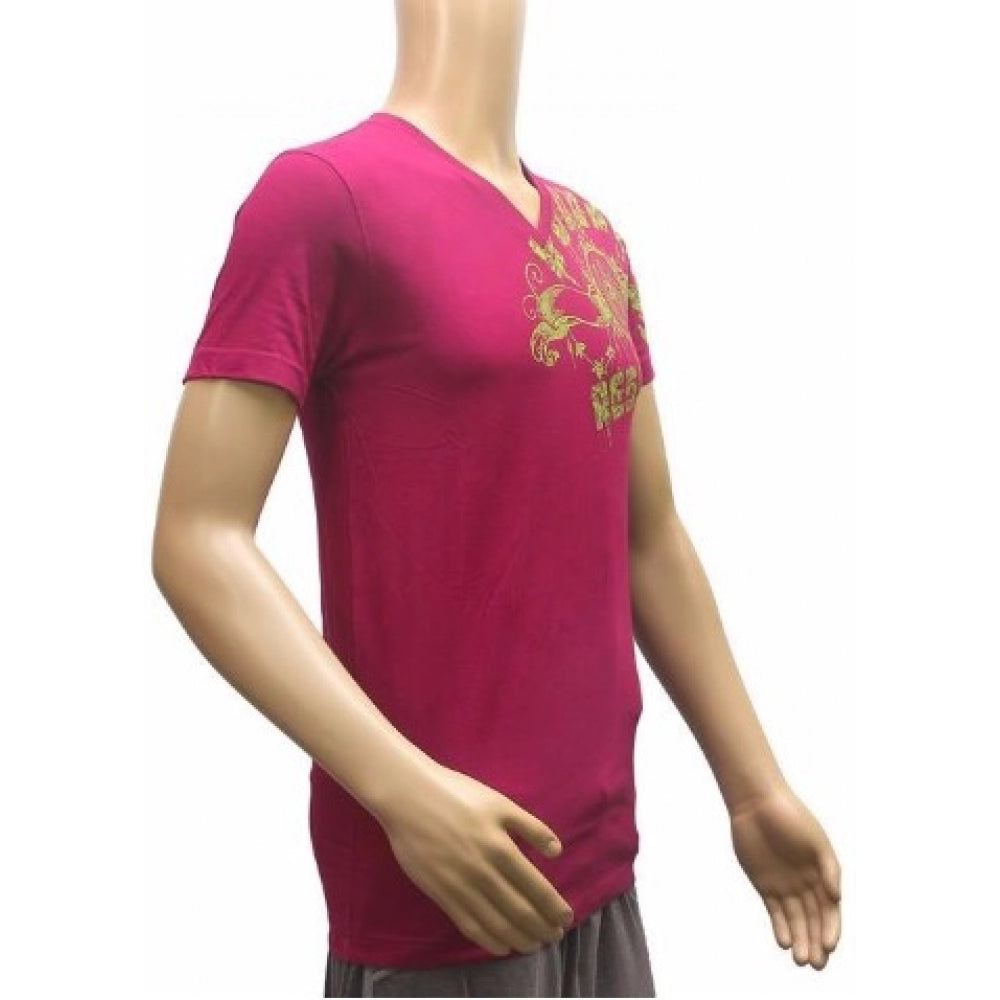 Amfyn Mens Hosiery Mix Printed Men Tshirts (Purple, XS)