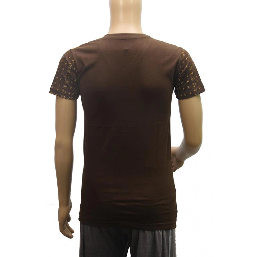Amfyn Mens cotton Printed Men Tshirts (Brown, XS)