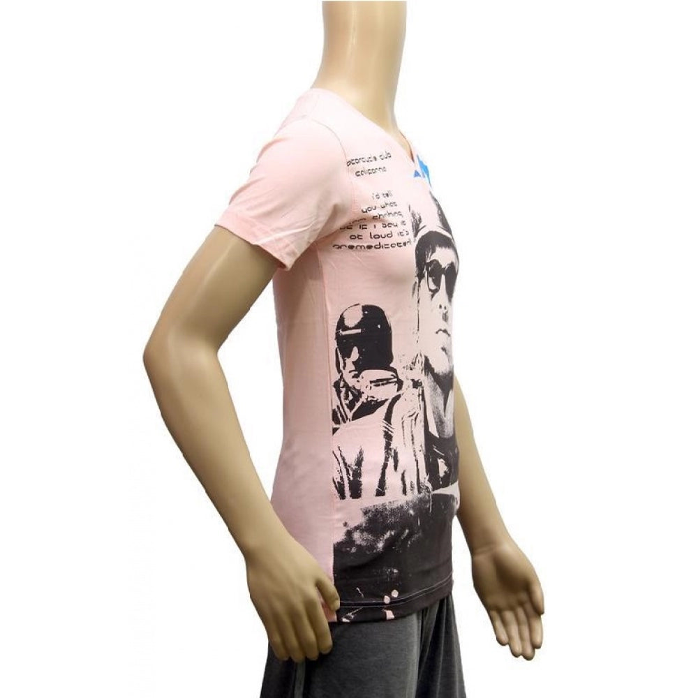 Amfyn Mens cotton Printed Men Tshirts (Light Pink, XS)