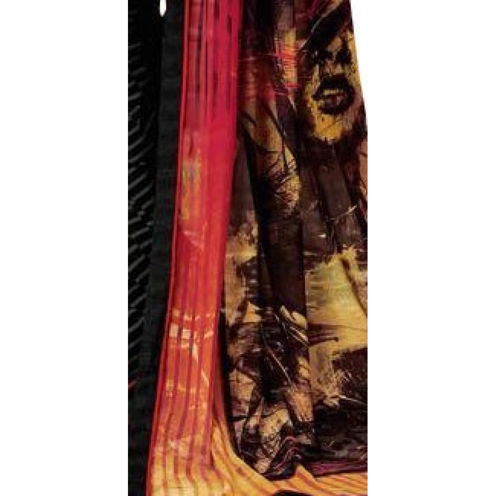 Amfyn Womens Georgette Digital Printed Saree (Multi, 6.25 Mtr)