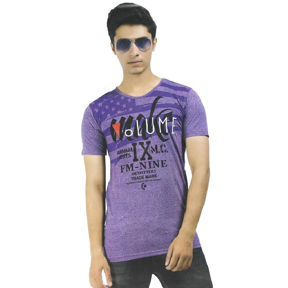 Amfyn Mens Hosiery Printed Men Tshirts (Violet, XS)