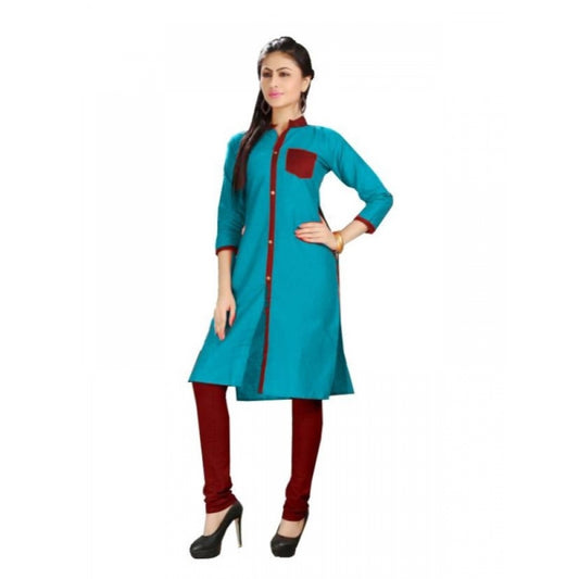 Amfyn Women's Cotton Kurtis (Blue, Maroon, L)