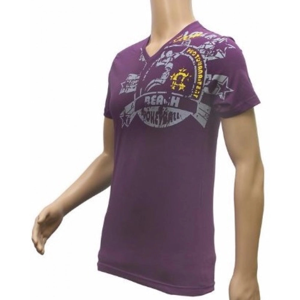 Amfyn Mens Hosiery Mix Printed Men Tshirts (Violet, S)