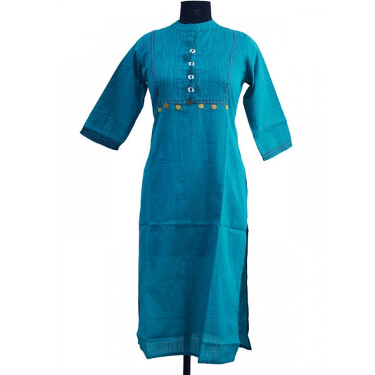 Amfyn Women's Cotton Kurtis (Blue, M)