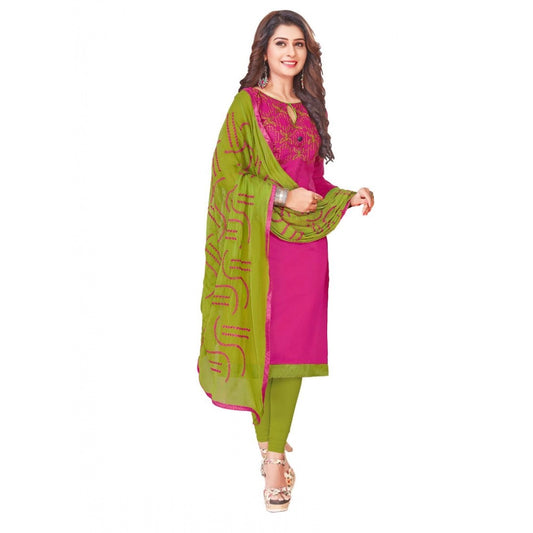 Amfyn Women's Glaze Cotton Unstitched Salwar-Suit Material With Dupatta (Magenta, 2-2.5mtrs)