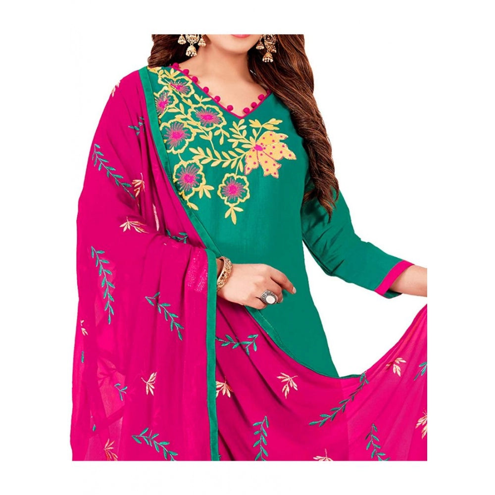 Amfyn Women's Glaze Cotton Unstitched Salwar-Suit Material With Dupatta (Turquoise, 2 Mtr)