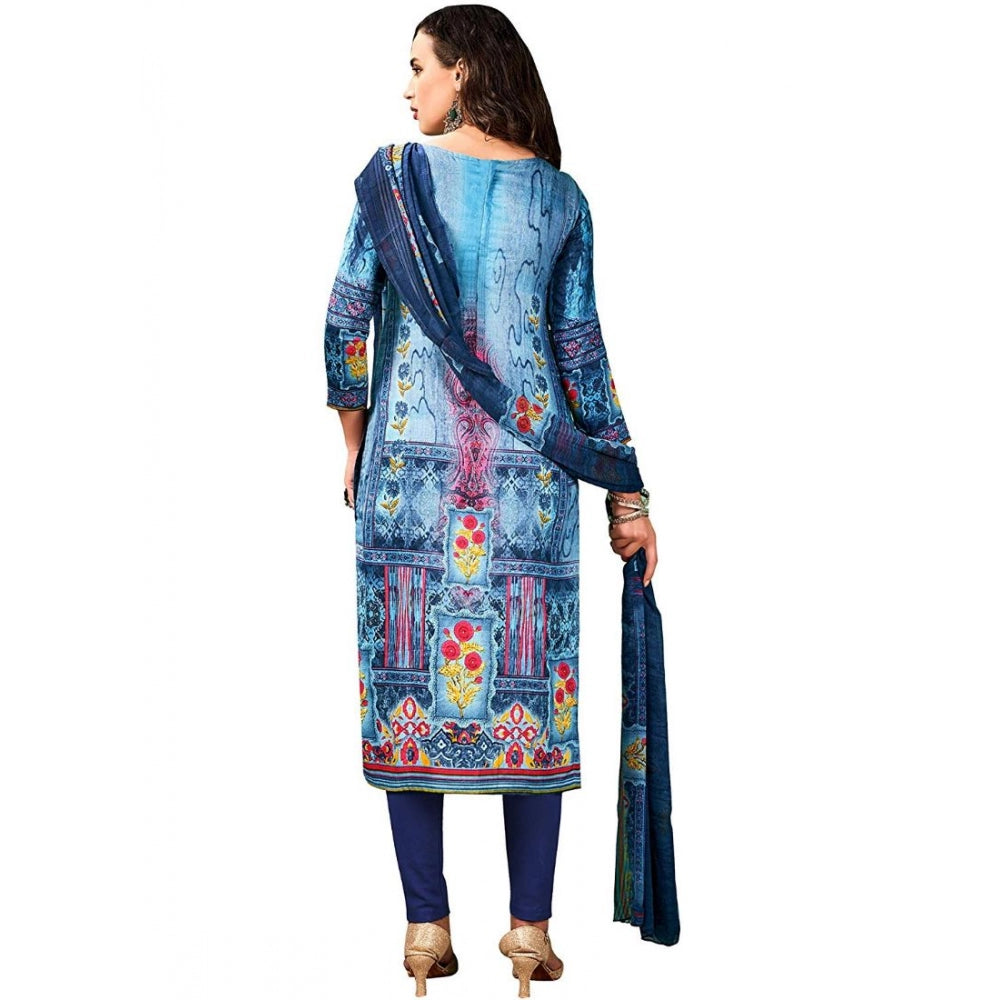 Amfyn Women's Cotton Unstitched Salwar-Suit Material With Dupatta (Blue, 2.5 Mtr)