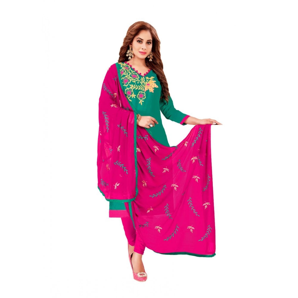 Amfyn Women's Glaze Cotton Unstitched Salwar-Suit Material With Dupatta (Turquoise, 2 Mtr)