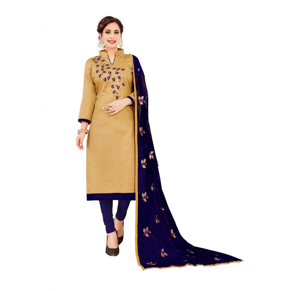 Amfyn Women's Glaze Cotton Unstitched Salwar-Suit Material With Dupatta (Beige, 2 Mtr)