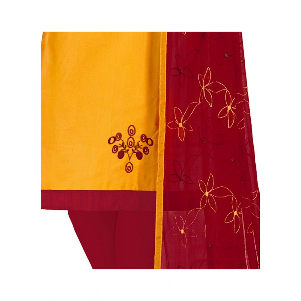 Amfyn Women's Glaze Cotton Unstitched Salwar-Suit Material With Dupatta (Yellow, 2 Mtr)