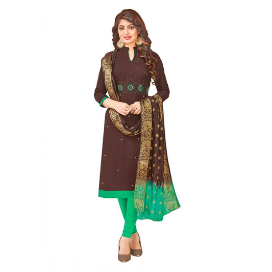 Amfyn Women's South Slub Cotton Unstitched Salwar-Suit Material With Dupatta (Brown, 2 Mtr)