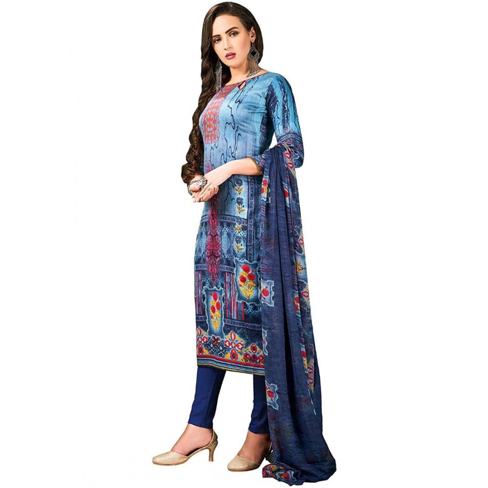 Amfyn Women's Cotton Unstitched Salwar-Suit Material With Dupatta (Blue, 2.5 Mtr)