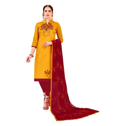 Amfyn Women's Glaze Cotton Unstitched Salwar-Suit Material With Dupatta (Yellow, 2 Mtr)