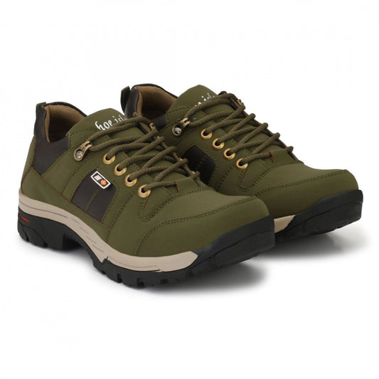 Amfyn Men Dark Green,Black Color Leatherette Material Casual Boots
