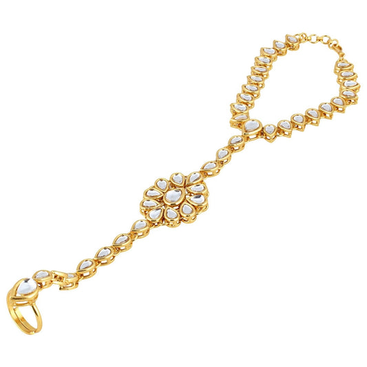 Fashion Women's Gold Plated Elegant Hathphool Bracelet-Gold