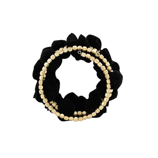 Fashion Women's Pom Pom Pom Pom Charm Bracelet -Black