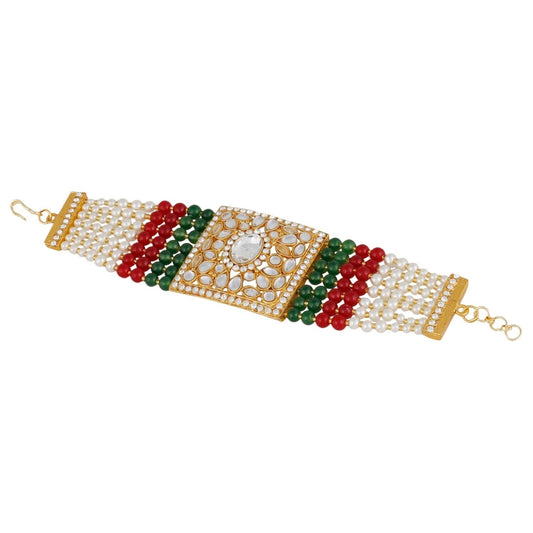 Fashion Women's Gold Plated Stone Beads Bracelet-Golden,Whitw