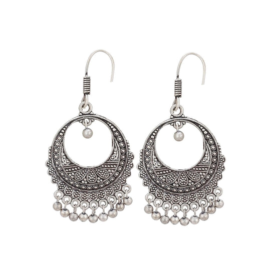 Fashion Women's Silver Plated Hook Dangler Hanging Earrings-Silver