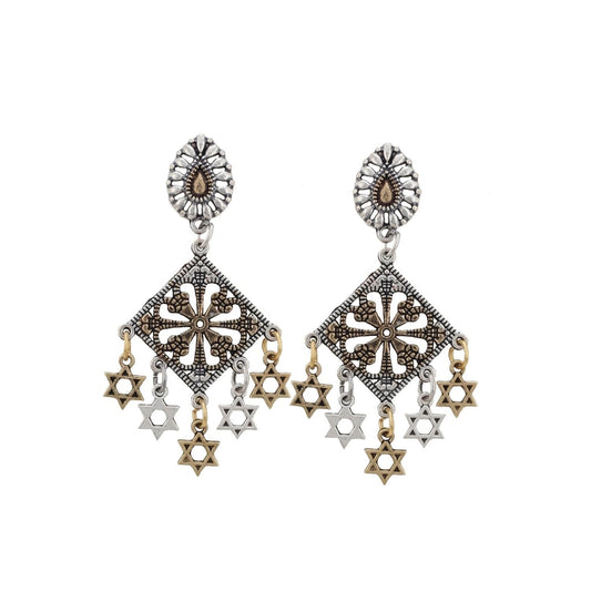 Fashion Women's Silver Plated Hook Dangler Hanging Earrings-Gold