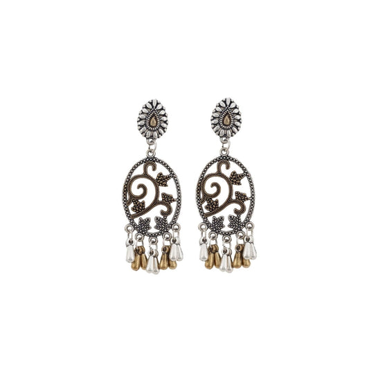 Fashion Women's Silver Plated Hook Dangler Hanging Earrings-Gold