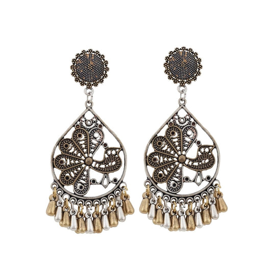 Fashion Women's Silver Plated Hook Dangler Hanging Earrings-Gold