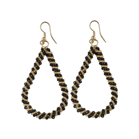 Fashion Women's Wired Hook Dangler Hanging Beads Earings-Black