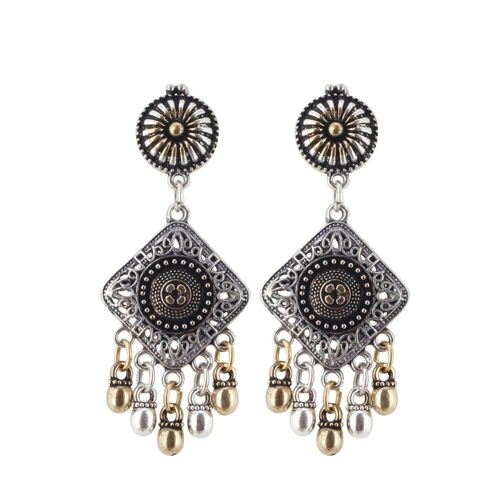 Fashion Women's Silver Plated Hook Dangler Hanging Earrings-Gold