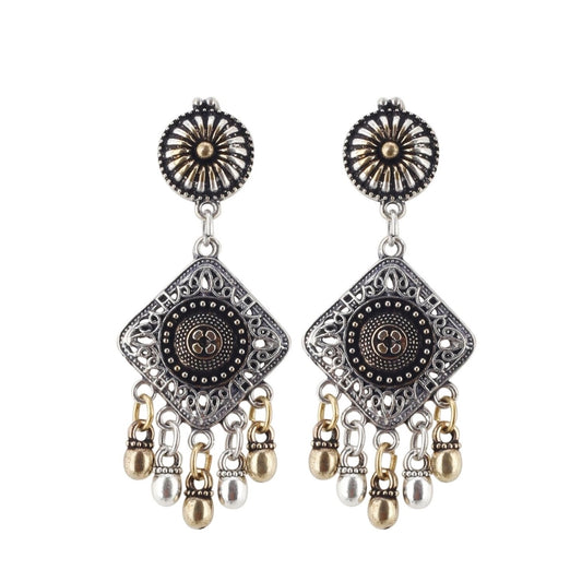 Fashion Women's Silver Plated Hook Dangler Hanging Earrings-Gold