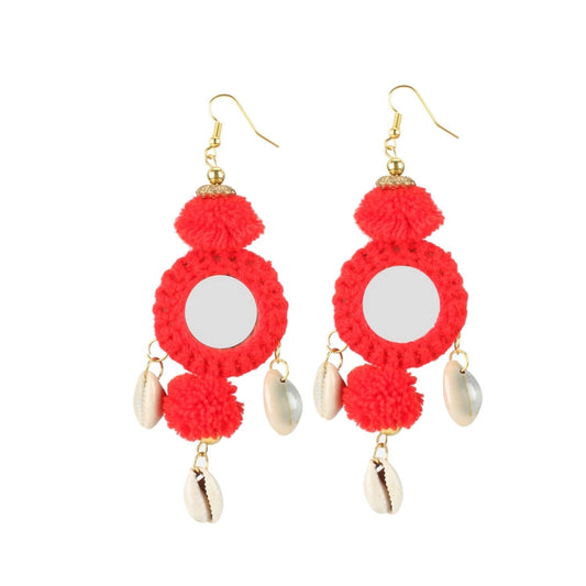 Fashion Women's Alloy Hook Dangler Hanging Tassel Fashion Earrings-Red