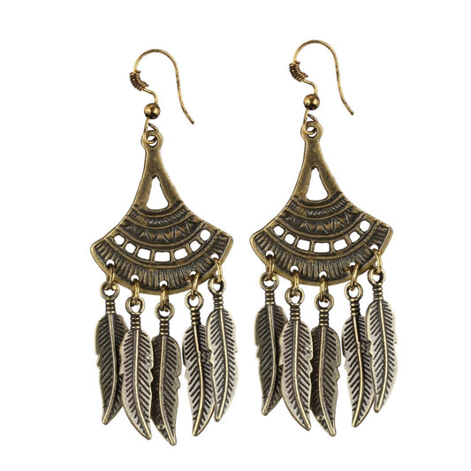 Amfyn Women's Gold Plated Leaf Design Earrings-Gold
